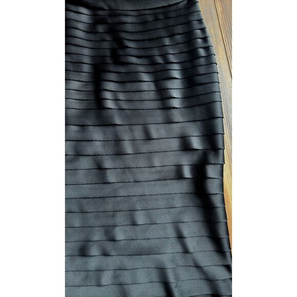 JS Collections Women's Black Satin Ruffled Pencil Skirt Knee Length Work Size 8 - Picture 4 of 9